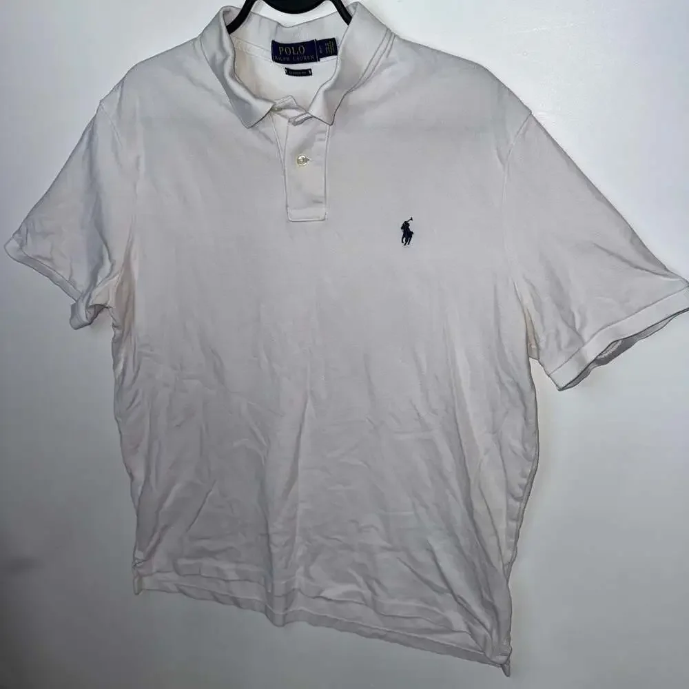 Polo Ralph Lauren Classic Fit Short Sleeve Pique Polo Shirt White Large